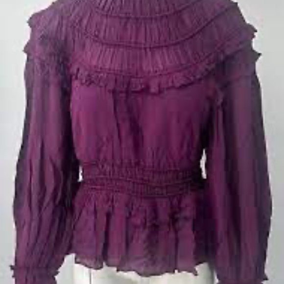 Farm Rio Burgundy Ruffled Blouse! Size S NEW with TAGS - Picture 11 of 13